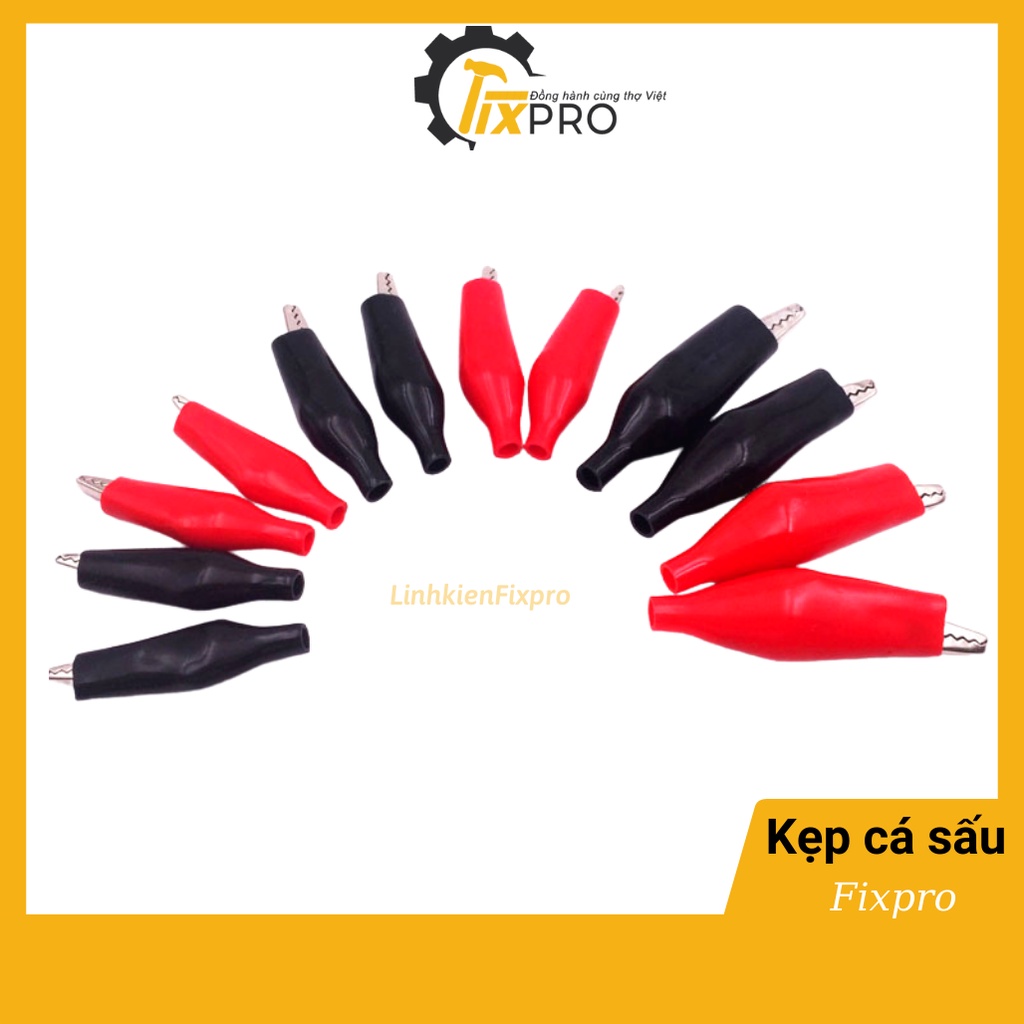 ( 5 chiếc ) Đầu Kẹp Cá Sấu 2 Màu Đỏ Đen Nhiều Kích Thước - Fixpro