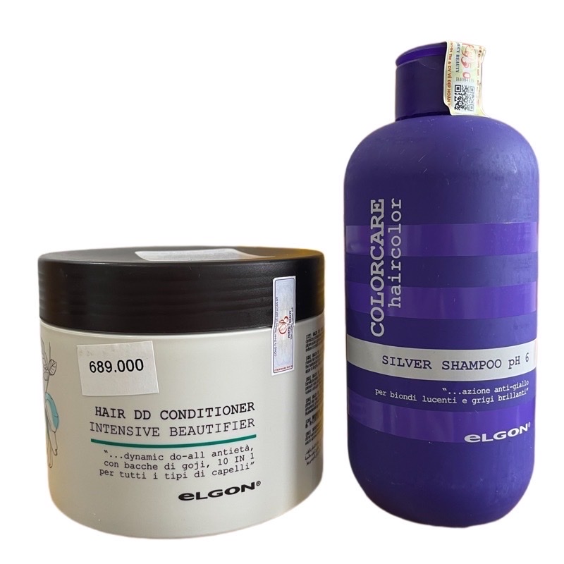 [HCM]Bộ dầu gội khử vàng Elgon Silver Shampoo 300ml + Dầu hấp Elgon Sublimia phục hồi tóc hư tổn do tẩy 500ml