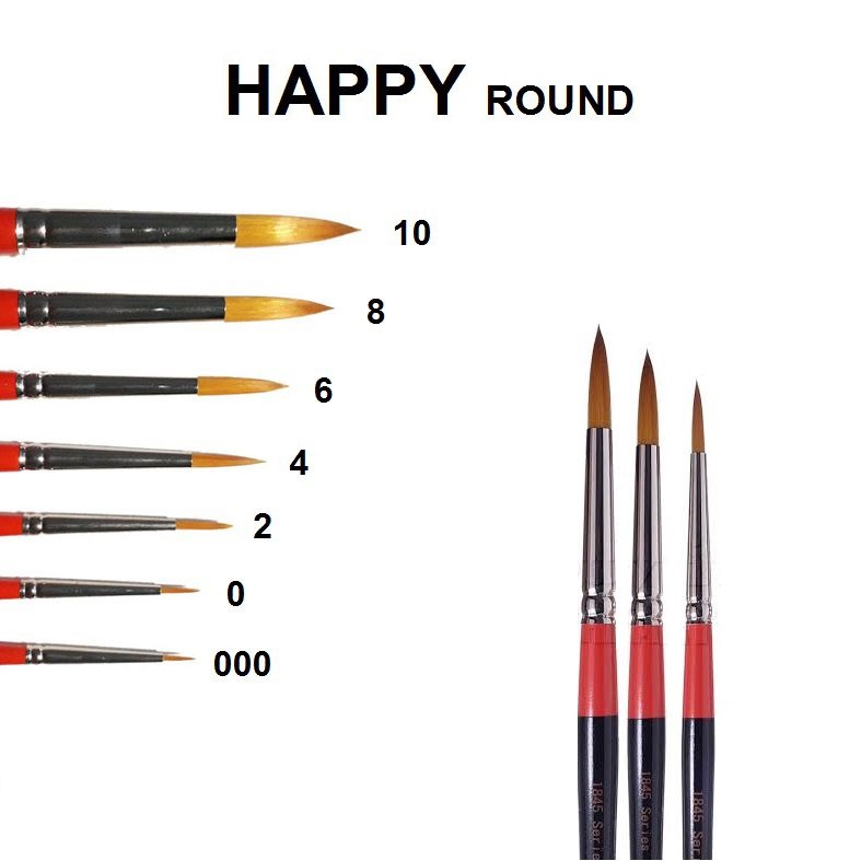 [HCM]CỌ VẼ MÀU NƯỚC HAPPY ROUND ĐẦU TRÒN (CHỌN SIZE)