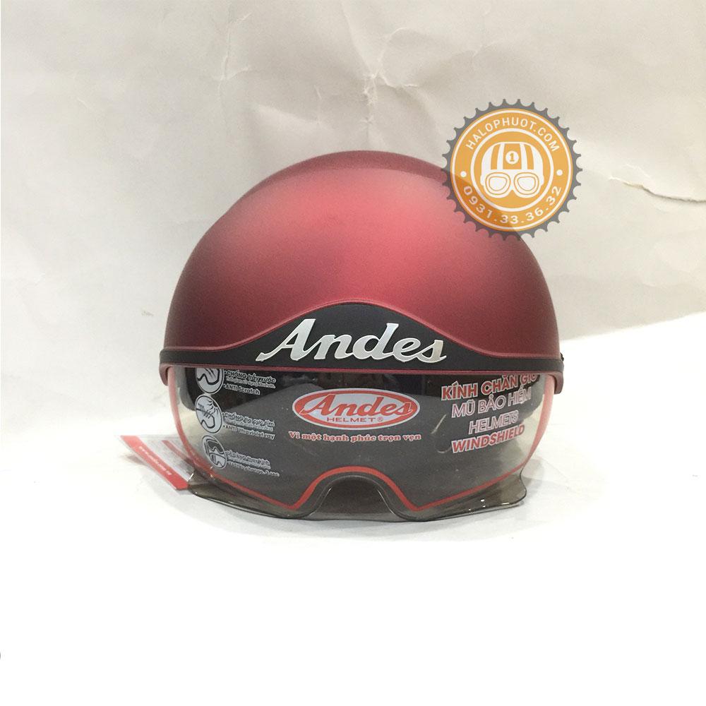 Nón bảo hiểm Andes 139 Kính Âm (Đỏ Đô Nhám)