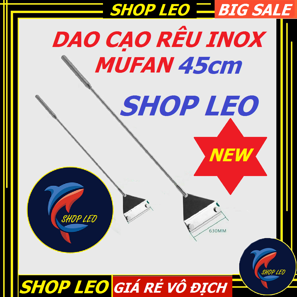 Combo dao cạo rêu 45cm inox 304 + 1 lưỡi dao cạo - dụng cụ vệ sinh bể thủy sinh