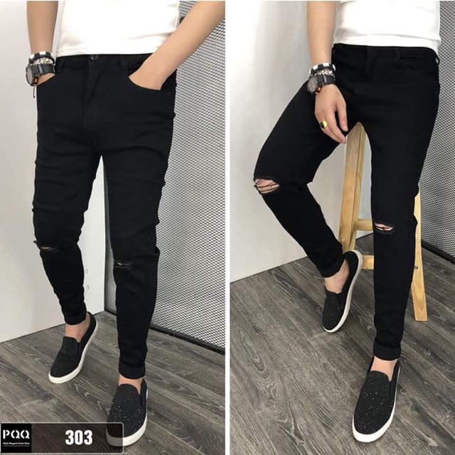Quần jean nam - rách gối (jean co giãn tốt)