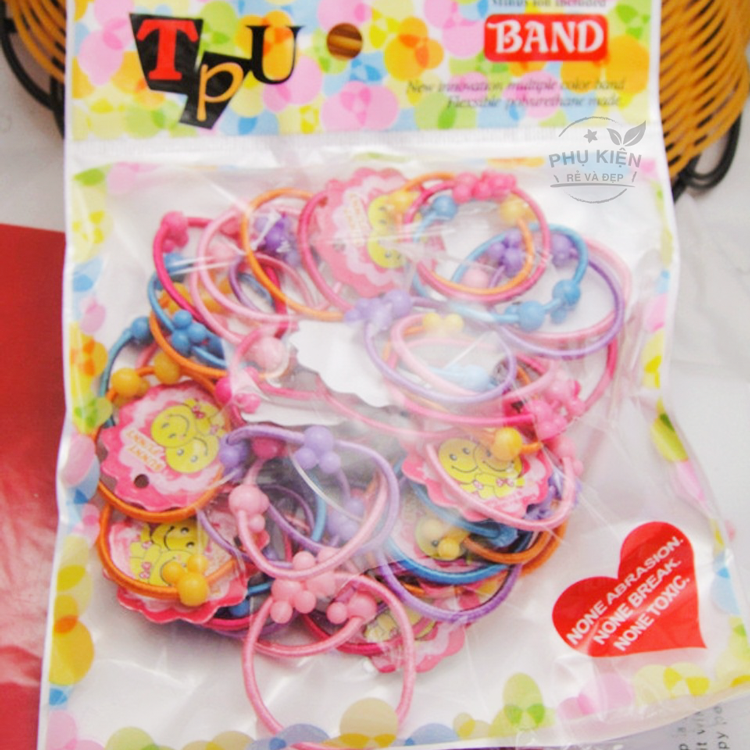 Bịch 50 thun cột tóc hình thú dễ thương cho các bé gái
