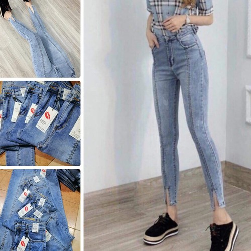 Quần jean nữ kiểu xẻ gấu 1262 ( MÀU XANH ) chất giãn siêu đẹp a11-11