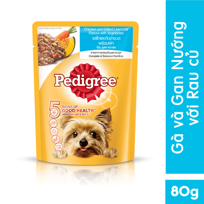 Thức ăn cho chó lớn dạng sốt Pedigree vị gà, gan và rau 80g