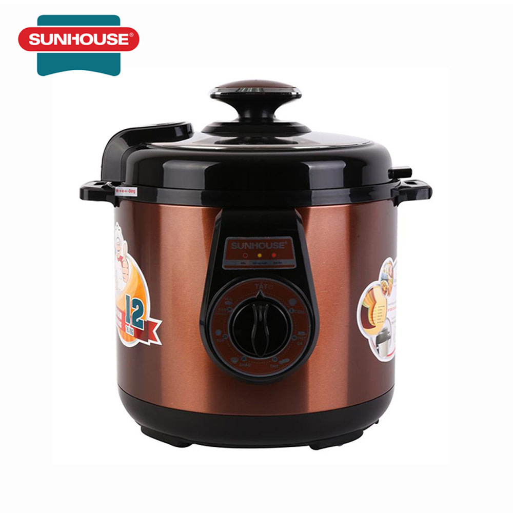 Nồi áp suất điện đa năng Sunhouse SHD1562 - Nồi áp suất Sunhouse, Nồi áp suất dung tích 6L, màu cafe sang trọng, Lòng nồi phủ chống dính siêu bền, an toàn, đa chức năng: Nấu cơm, hầm cháo, súp ..., bảo hành 12 tháng