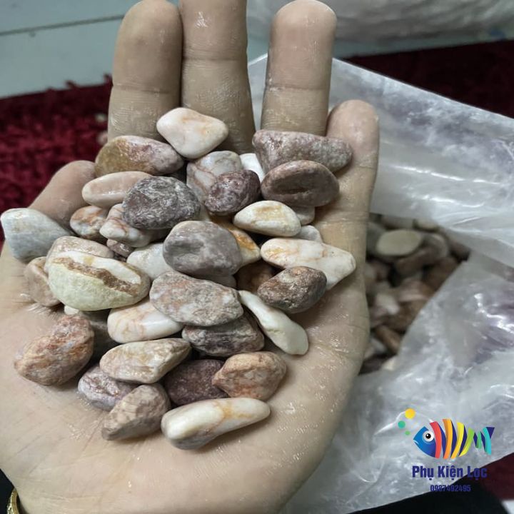Bịch sỏi HỒNG 1 KG trang trí hồ cá cảnh