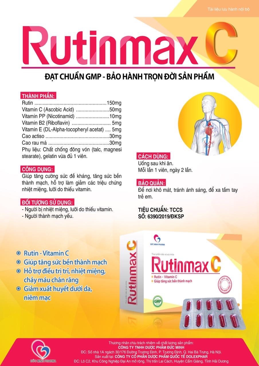 Thực phẩm hỗ trợ và bảo vệ thành mạch Rutin Max C