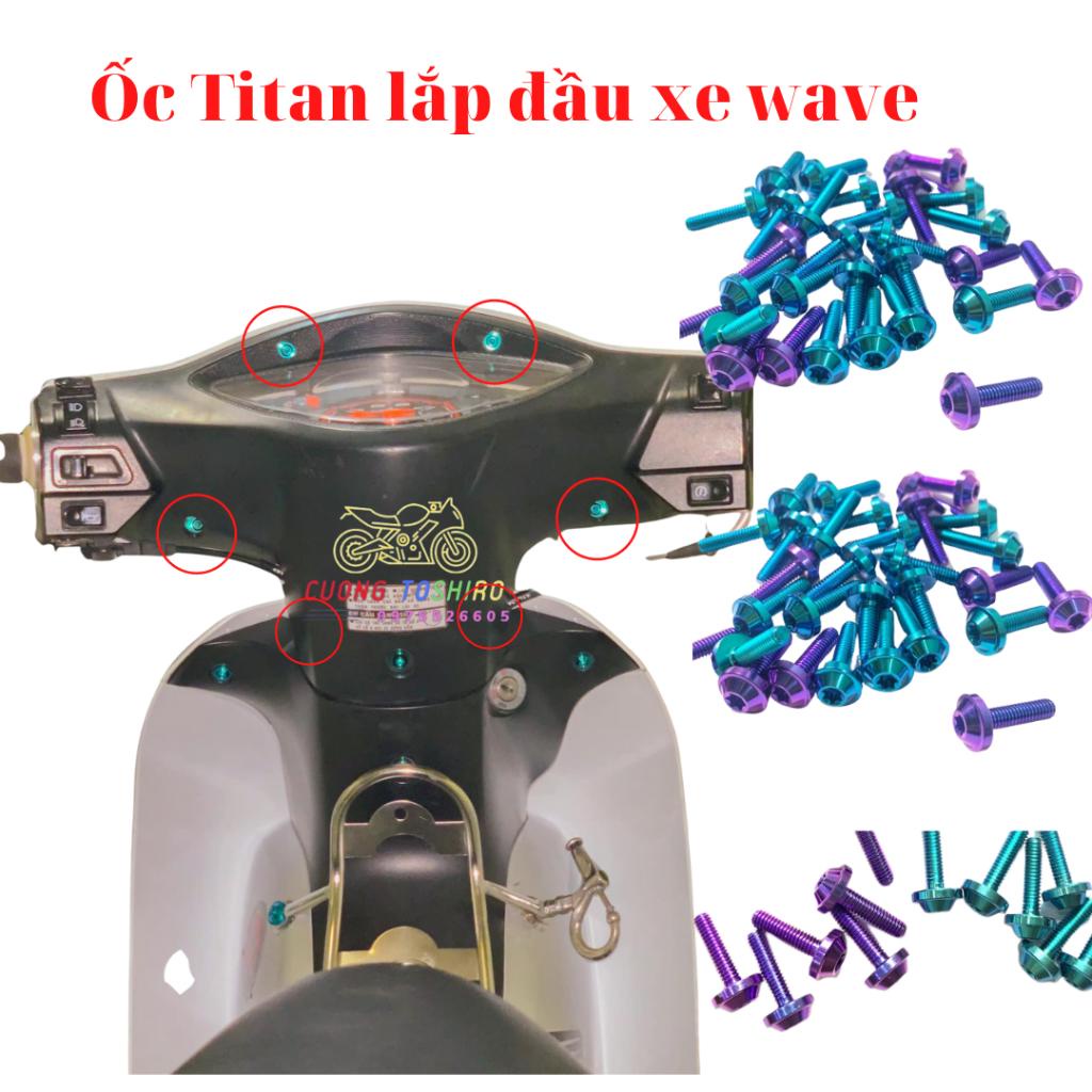 Ốc titan Gr5 gắn full dàn áo xe wave a 100, 110 2 màu tím lục bảo siêu đẹp