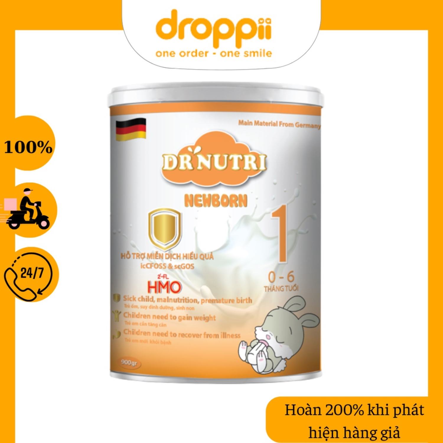 Sữa bột dinh dưỡng sơ sinh Dr Nutri Newborn 900g