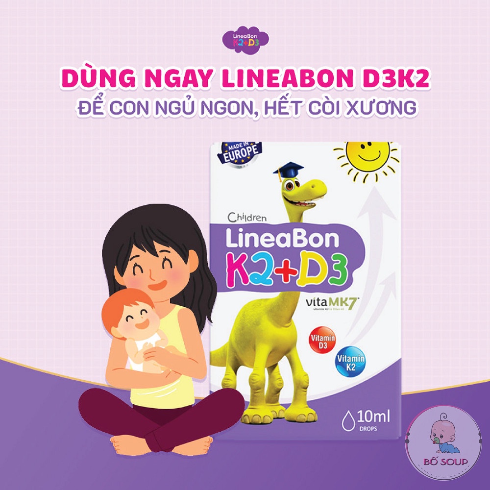 LineaBon K2+D3.Bổ Sung Vitamin K2D3 Tăng Cường Hấp Thu Canxi Tối Đa Trẻ Cao Lớn Khỏe Mạnh