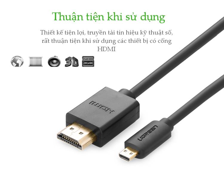Cáp Micro HDMI to HDMI dài 2m Ugreen 30103
