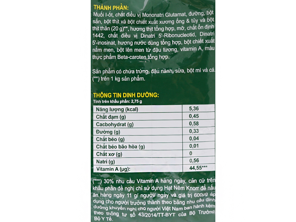 GIA VỊ Hạt nêm Knorr gói 1,8kg