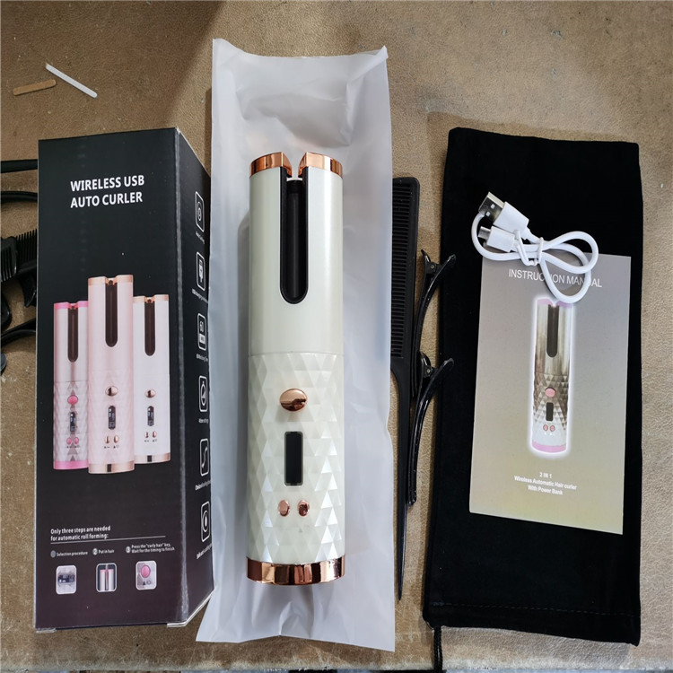 Máy uốn tóc tự động - máy uốn tóc thông minh tạo lọn tóc nhanh chóng giữ nếp lâu màn hình LED hiển thị sạc pin USB tiện lợi tự động ngắt thiết kế 2 lớp cách nhiệt an toàn