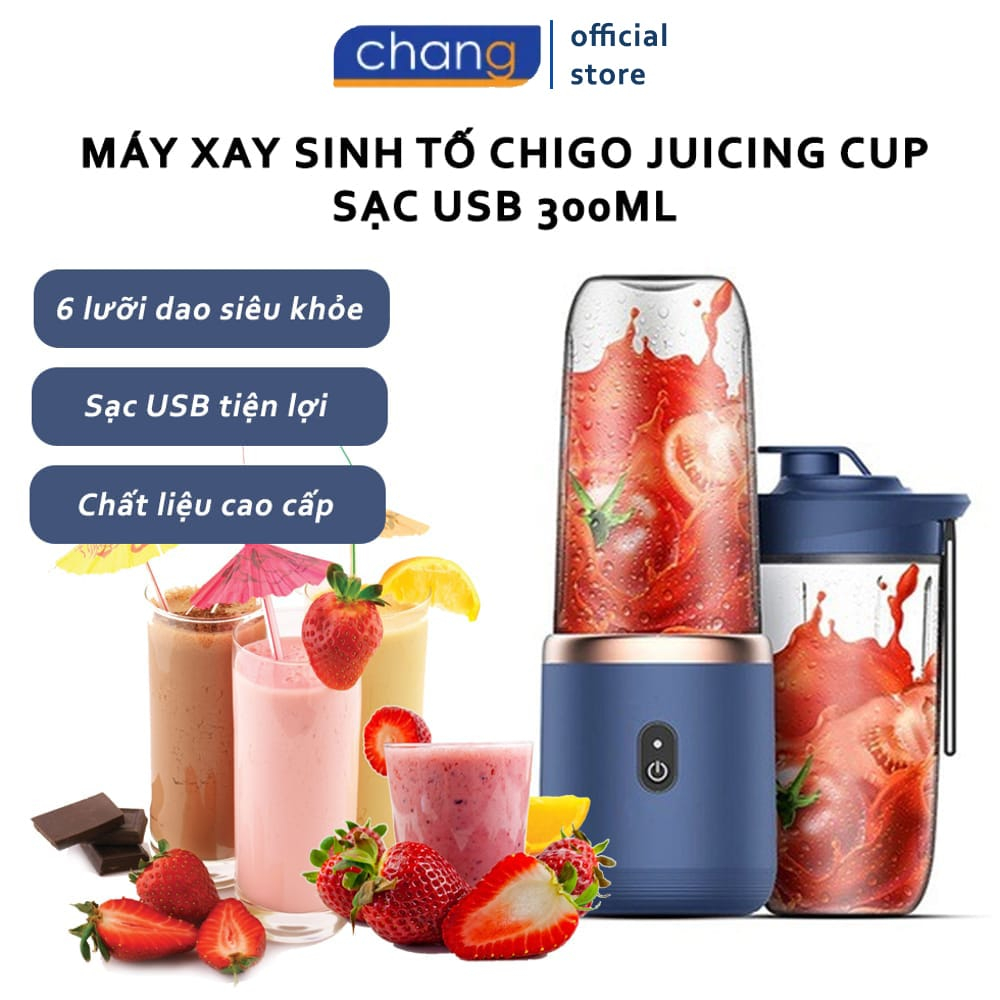 Máy xay sinh tố mini cầm tay 6 lưỡi juicing cup 300ml siêu nhỏ gọn, tiện lợi, xay được cả đá, máy xay hoa quả, máy say sinh tố không dây, máy xay sinh tố chigo, máy xay mini - giadungbv247