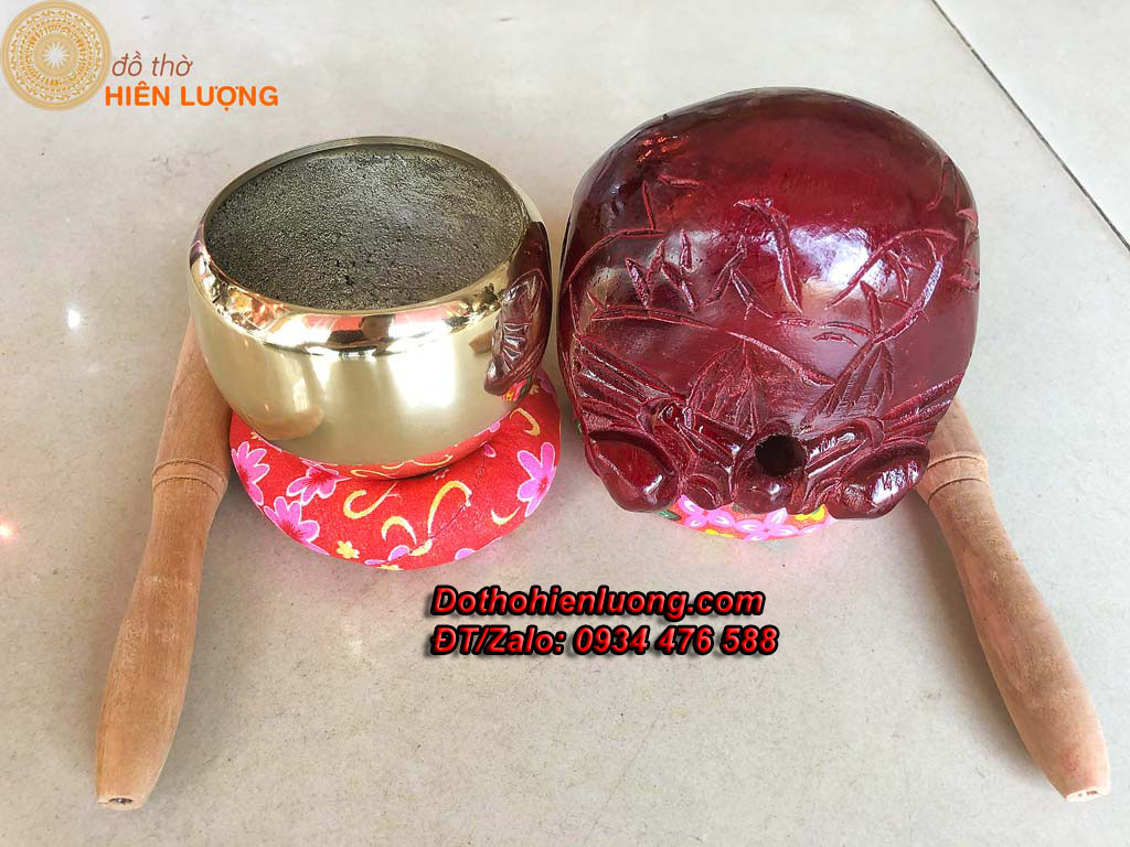 Bộ Chuông Mõ Tụng Kinh Bằng Đồng Đường Kính 8cm