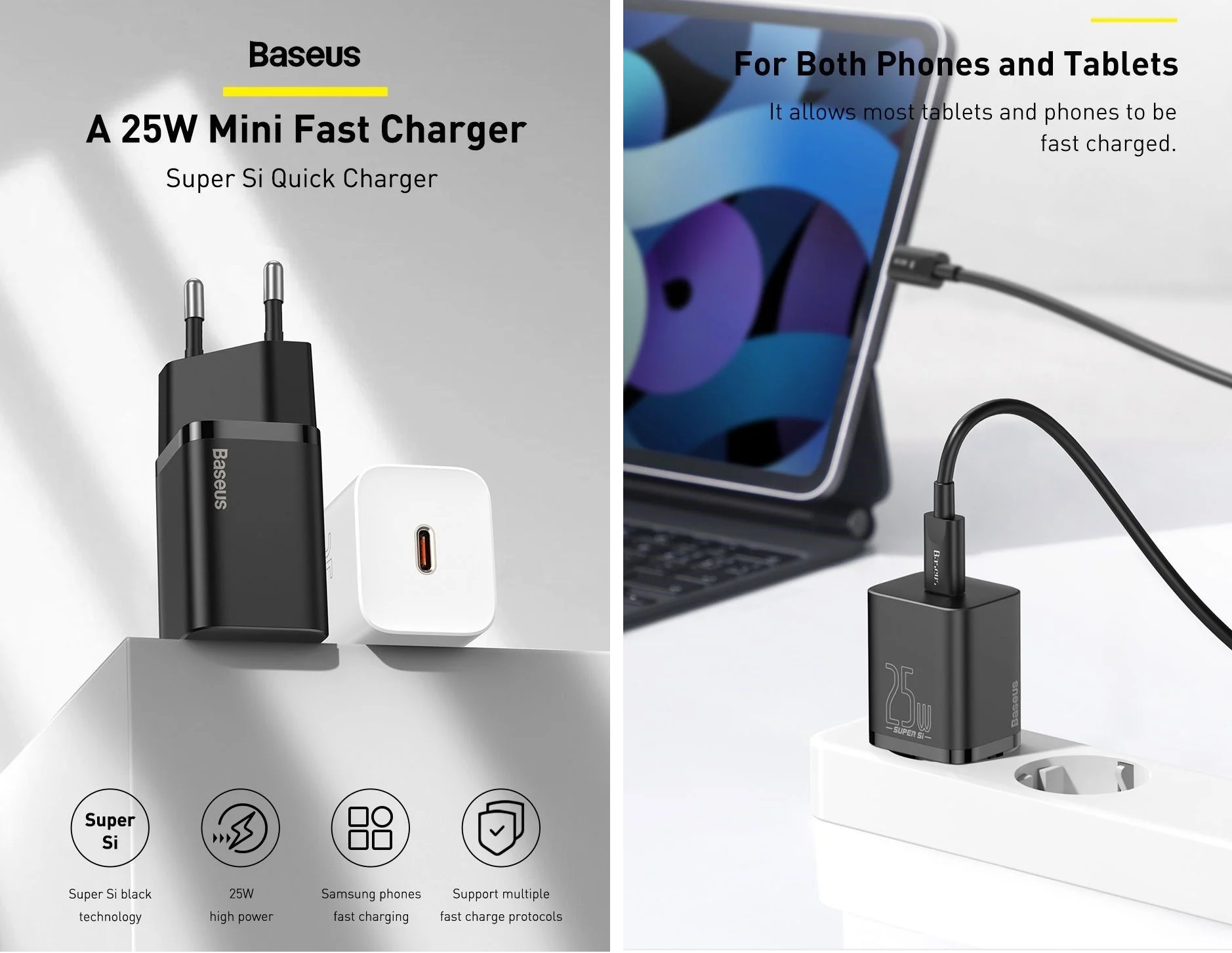 [Đầu sạc+ Cáp sạc]Bộ sạc nhanh 25W Baseus Super Si CCCJG25CE
