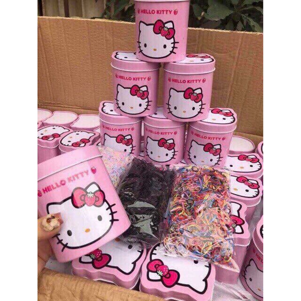 Hộp Chun Buộc Tóc Kitty 2000 Dây Cho Bé