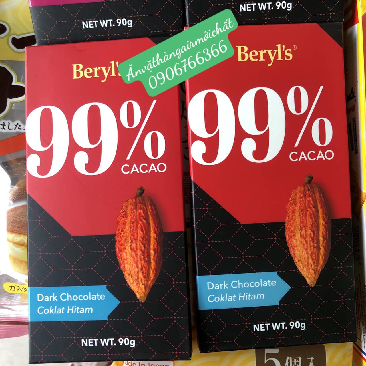 [Date Đẹp 12/2026]Socola Đắng Beryl’s Không Đường Thanh 90 gram