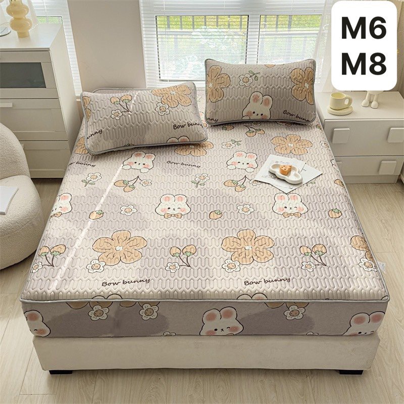 [ TẶNG KÈM 2 VỎ GỐI ] Chiếu Điều Hòa Cao Su Non Bo Chun (1m6/1m8/2m2) Mẫu Mới -