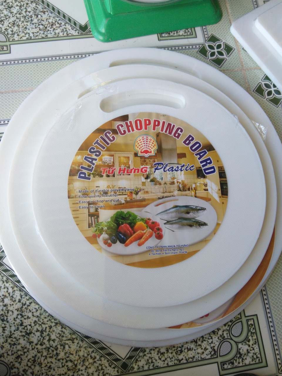 thớt tròn nhựa Tứ Hưng nhỏ đường kính 24,5cm