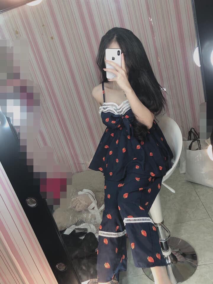 Sét bộ 2 dây in hình dâu dễ thương-THH