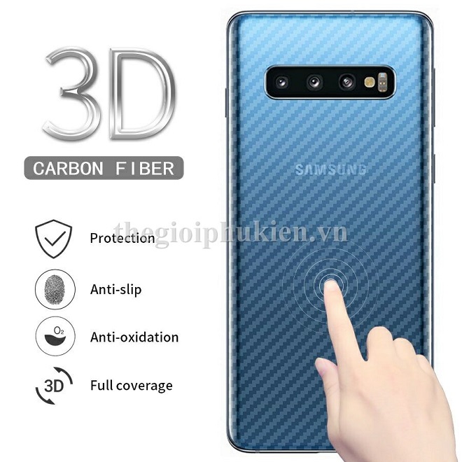 Miếng dán vân carbon, các bon mặt lưng cho SamSung Galaxy S10+ Plus