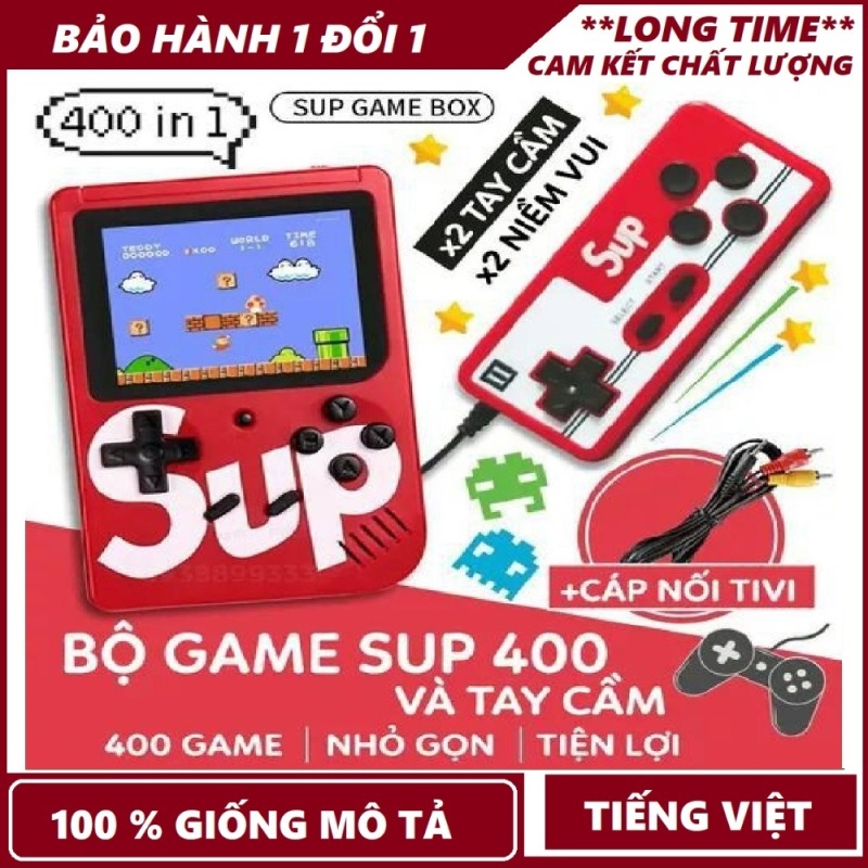 Máy chơi game cầm tay; Máy chơi game 4 nút 400 trò chơi - kèm cáp kết nối cho TV - Pin rời dễ tháo lắp