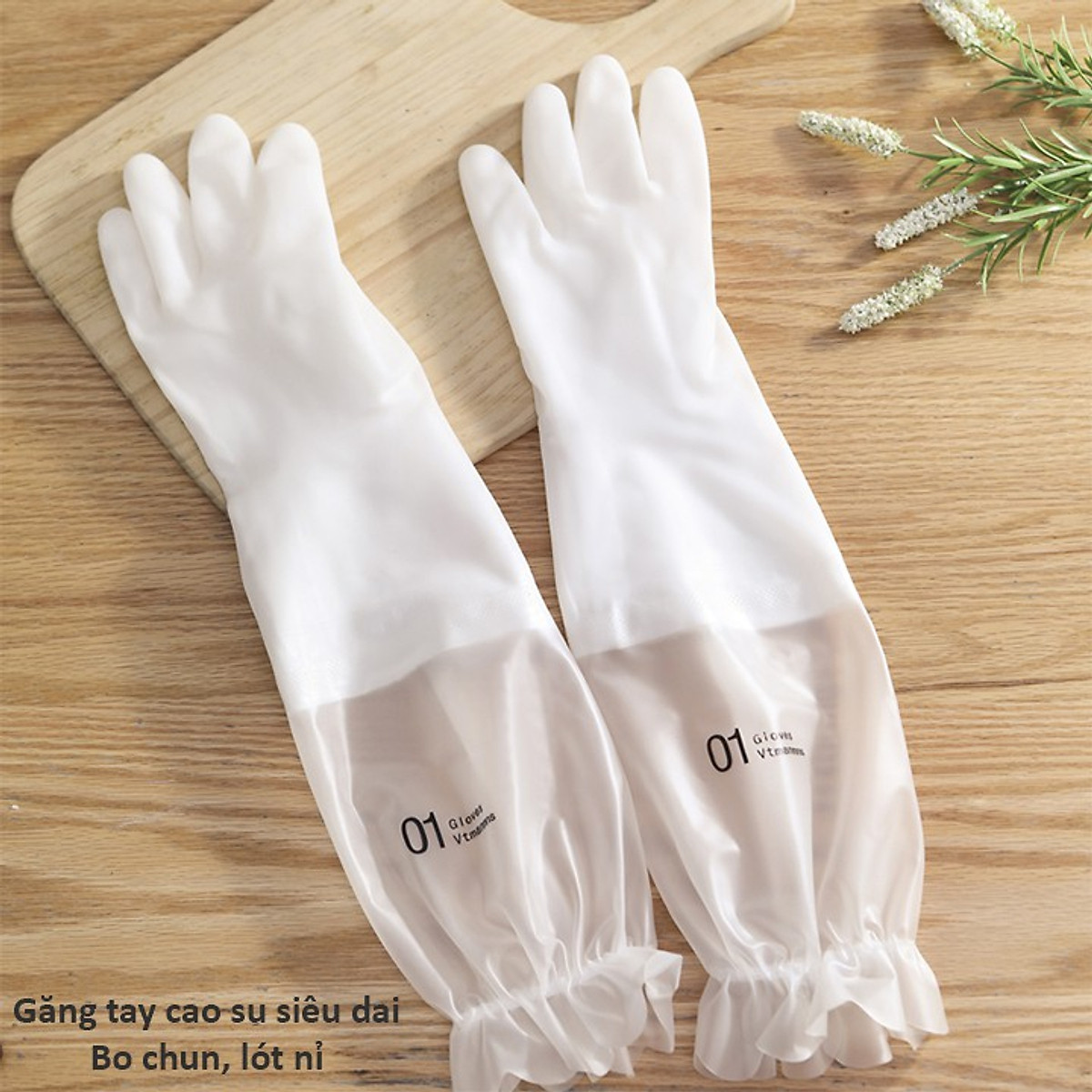 Găng tay cao su HƯƠU LOẠI DÀI rửa chén bát có bo chun tránh tụt, găng tay nhà bếp, găng tay vệ sinh, găng tay nhà tắm, găng tay loại dài , găng tay đa năng - Siêu dai, siêu bền
