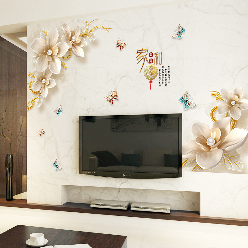 Decal dán tường hoa hồng vàng 3D SK2028AB