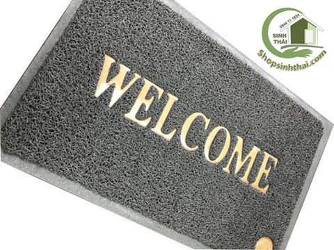 [HCM]Thảm Lau Chùi Chân Welcome 40x60cm - màu xám