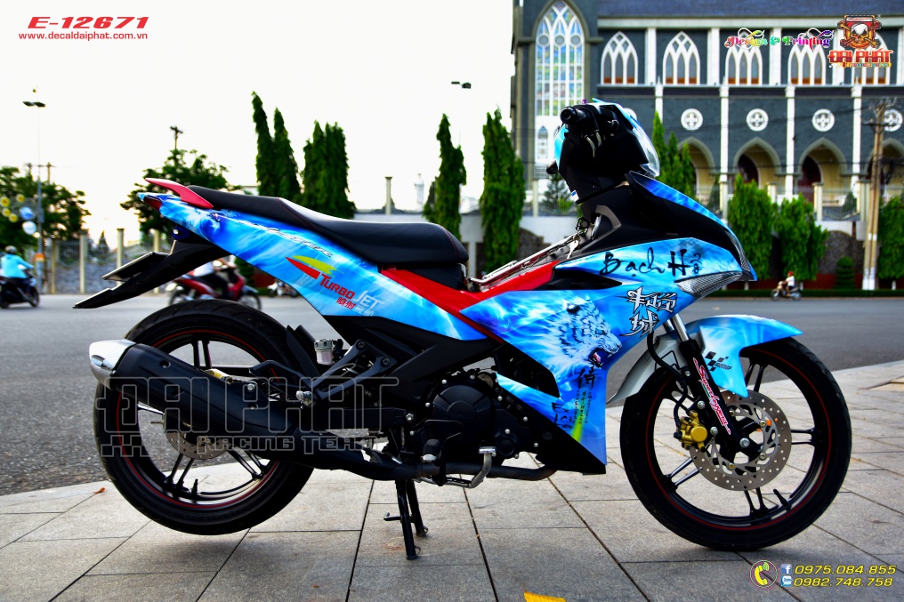 Tem Trùm Exciter 150 Bạch Hổ Xanh Trắng - E-12671