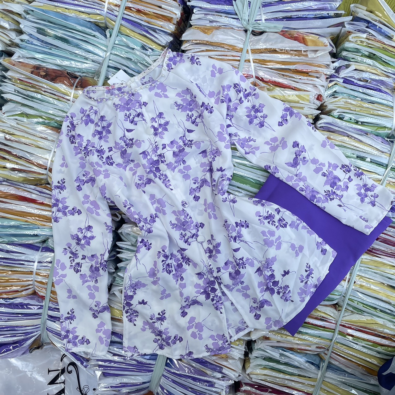 Bộ đồ lam đi chùa lịch sự trang nhã chất lụa mango cao cấp