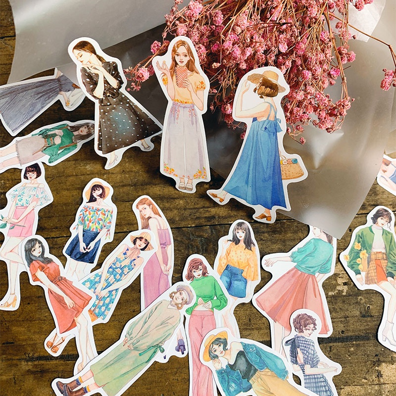 Set 20 miếng sticker cô gái hiện đại