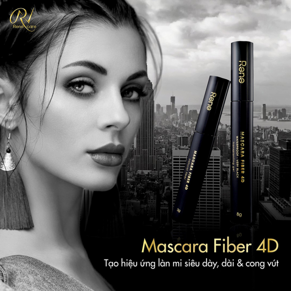 Mascara dài và dày mi 4D [tạo nên làn mi siêu dài, dày và cong mi tự nhiên] Rene Mascara Fiber 4D Black - USA