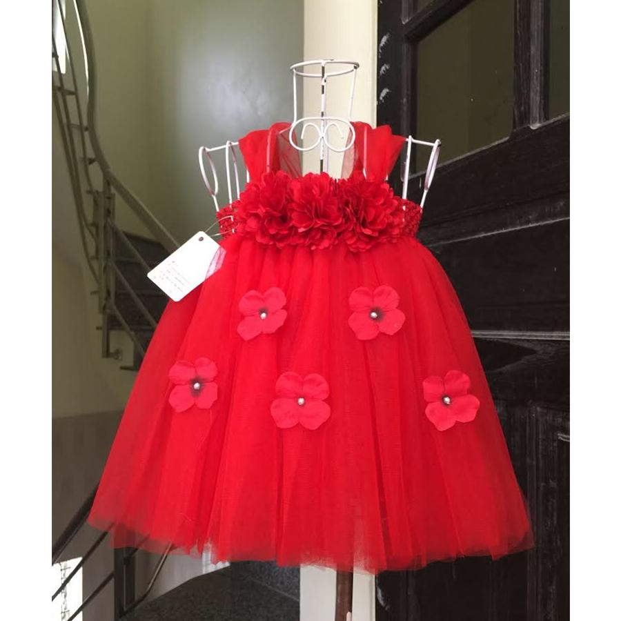 Váy tutu đỏ xù 5 bông