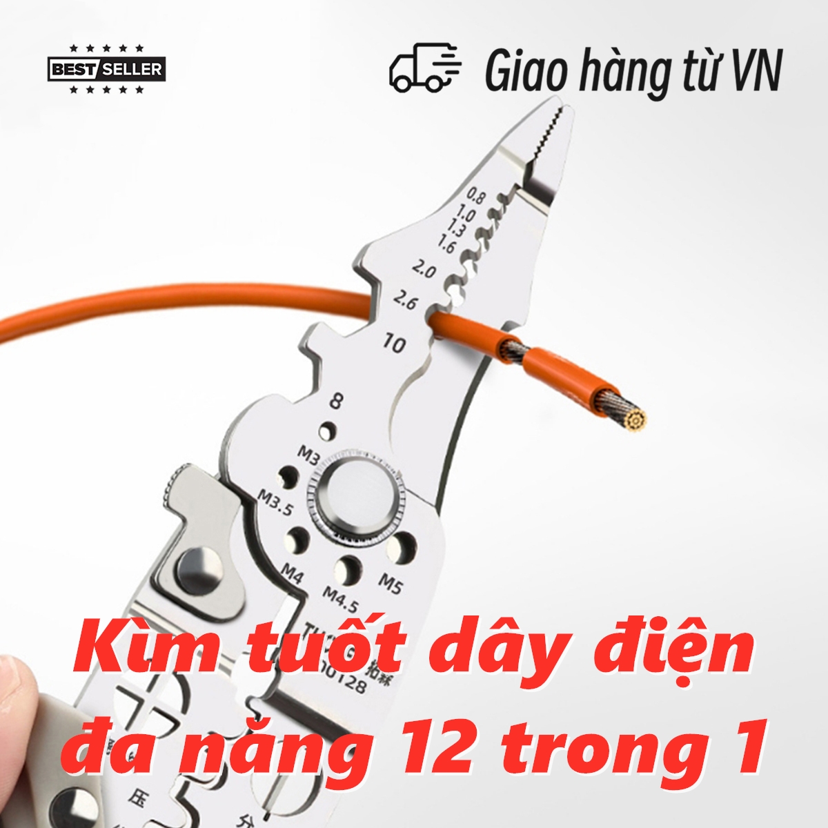 Kìm tuốt dây bấm cos 12 chức năng