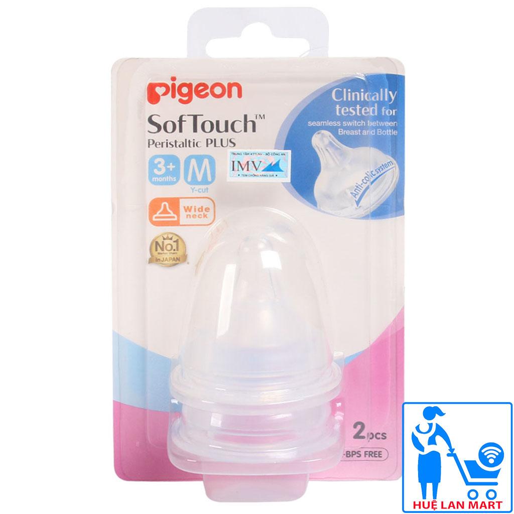 Bộ Đôi Núm Ty Pigeon SofTouch Peristaltic Plus Cổ Rộng Size M
