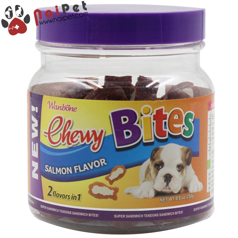 Đồ Ăn Vặt Xương Gặm Sạch Răng Thơm Miệng Vị Cá Hồi Sữa Chewy Bites