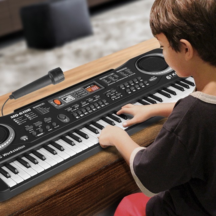 Đàn điện tử Piano Keyboard 61 Phím cho các Bé (Có Míc hát và dây sạc đi kèm)