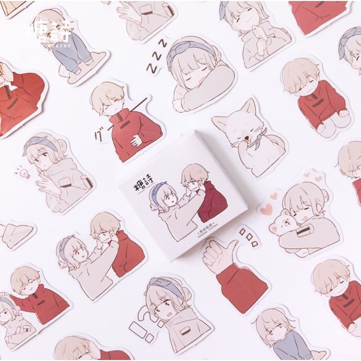Bộ 45 sticker boy girl e90