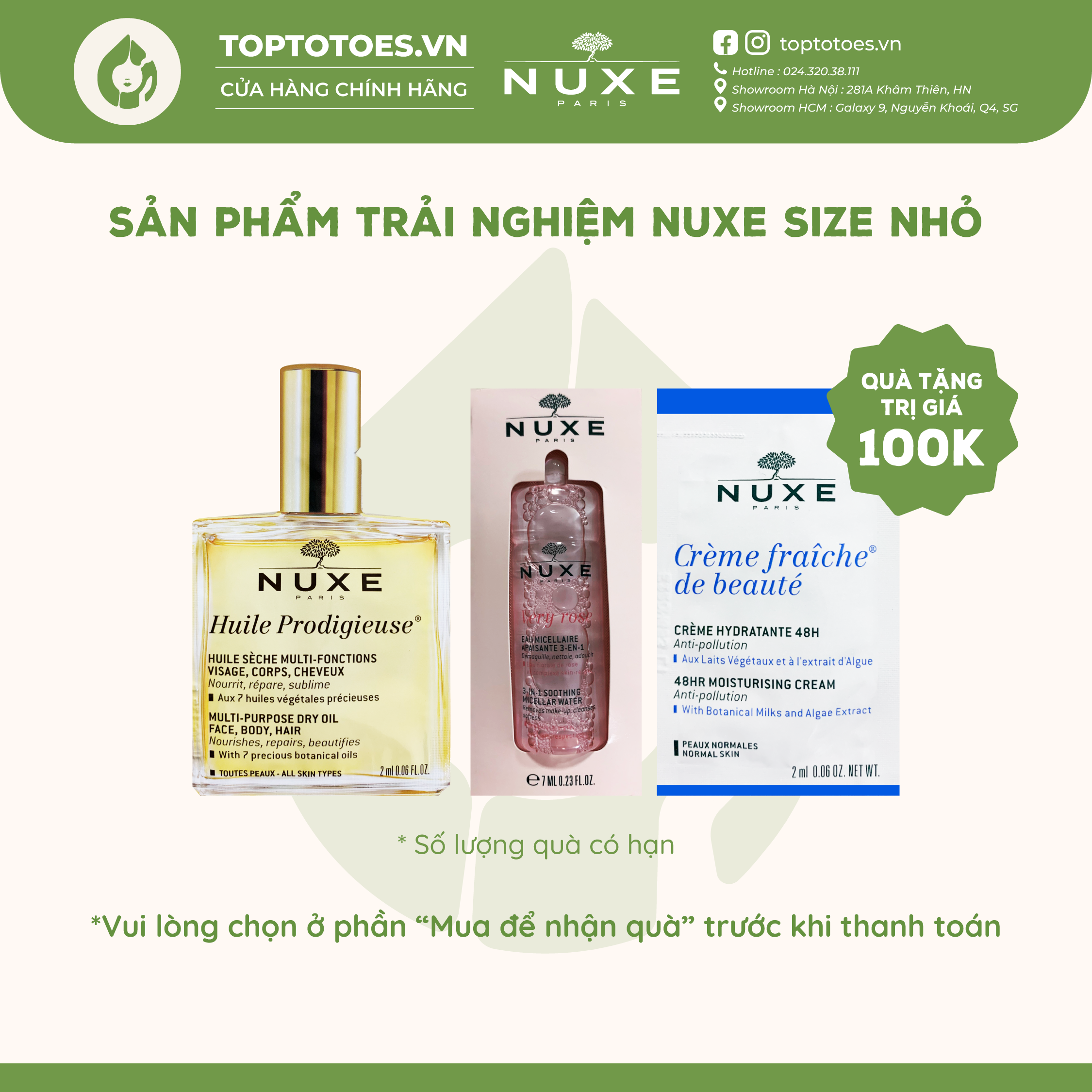 Sản phẩm NUXE size nhỏ [QUÀ TẶNG KÈM ĐƠN HÀNG]