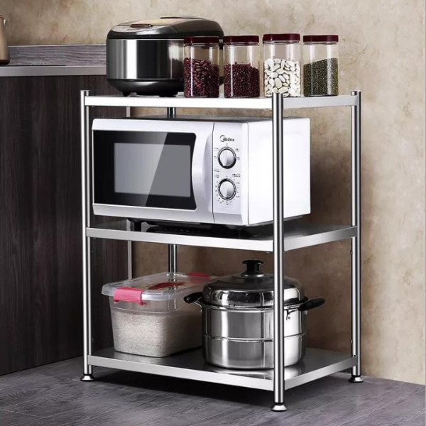 Kệ inox 3 tầng 4 tầng, kệ bếp đa năng lò vi sóng, chịu lực 100kg không han gỉ