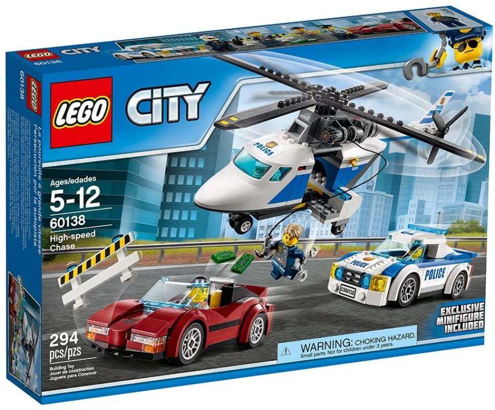 LEGO City Police High-Speed Chase 60138 Building Toy with Cop Car, Police Helicopter, and Getaway Sports Car 294pcs 5+ lego lắp ráp khổng lồ