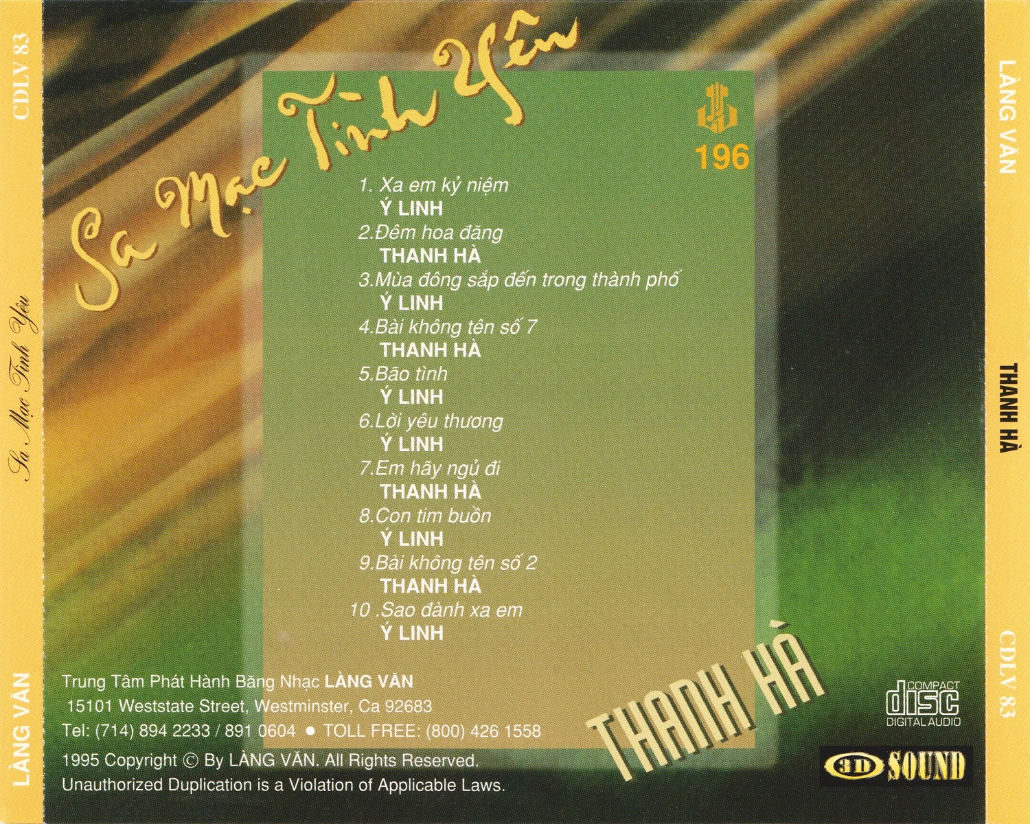 Bộ 6 đĩa cd nhạc Làng Văn 8