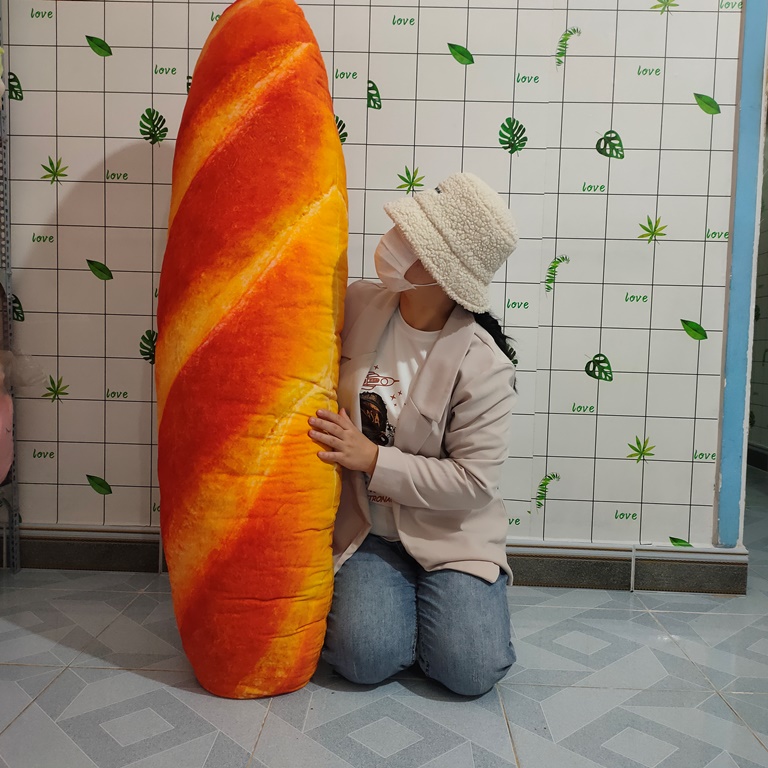 Gối ôm ổ bánh mì khổng lồ ảnh thật ảnh thật hàng cao cấp vải lông mịn