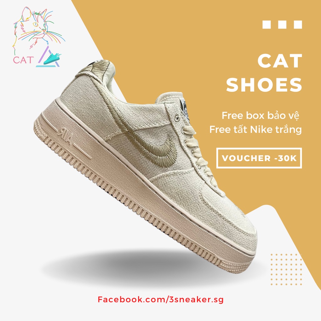 Giày Nike Air Force 1 Low Stussy Fossil AF1 Vải Canvas Full Box Phụ Kiện  Tặng Vớ Trắng - MixASale