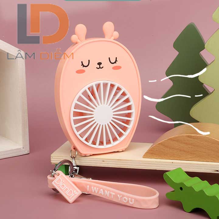 Quạt bàn pin sạc usb 2 chế độ siêu mát đôrêmon kitty