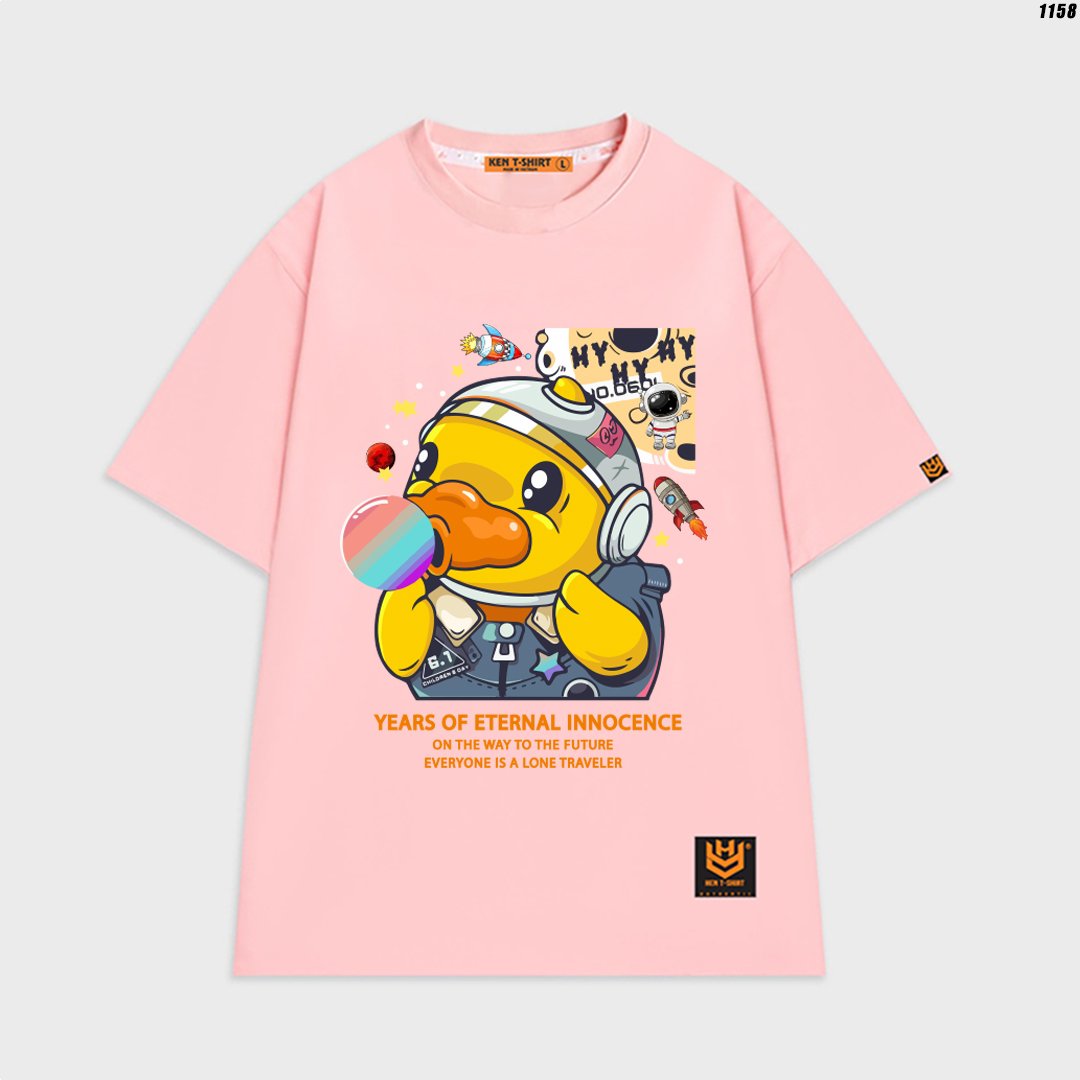 Áo thun hy korea unisex cute tay lỡ form rộng vịt vàng 1158