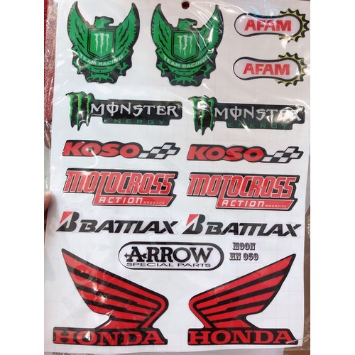 Bộ tem nổi KOSO CANH CHIM HONDA ĐỎ - Vindecal BD